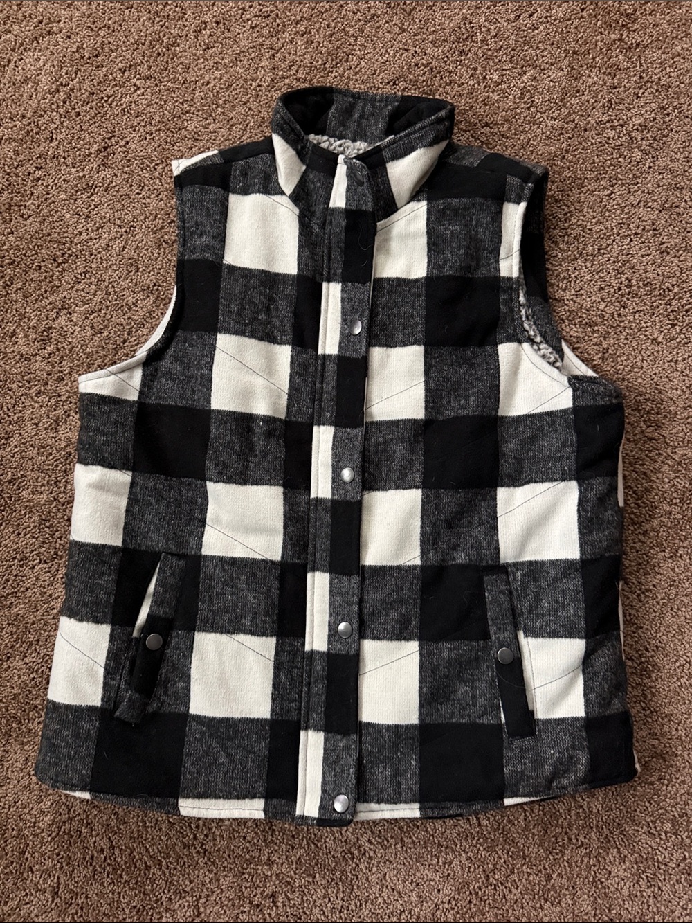 Harper Black and White Buffalo Plaid Quilted Vest